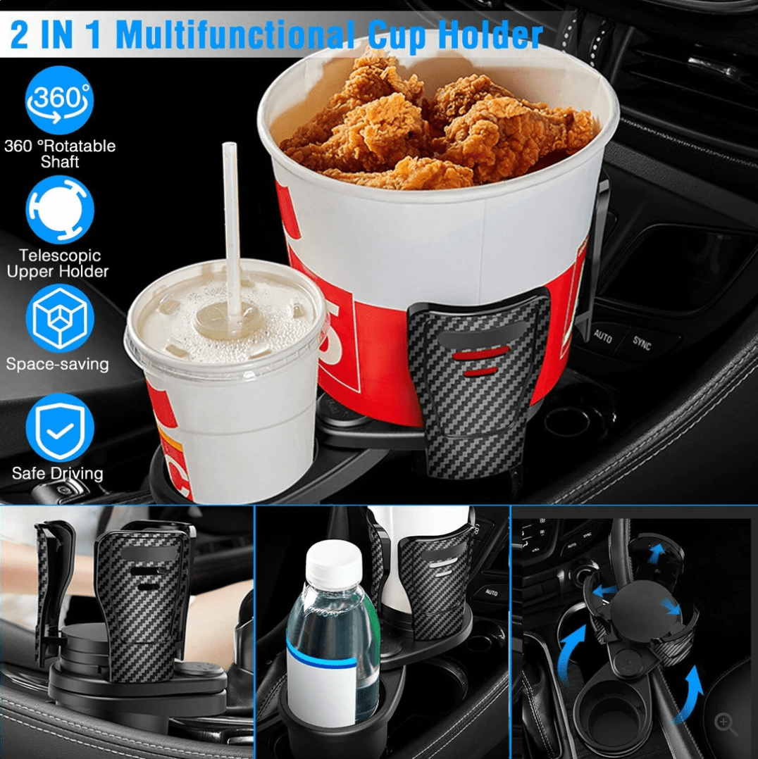 2 in 1 Multifunctional Car Drink Cup Glass Holder - 360° Rotatable Multifunctional Car Cup Holder