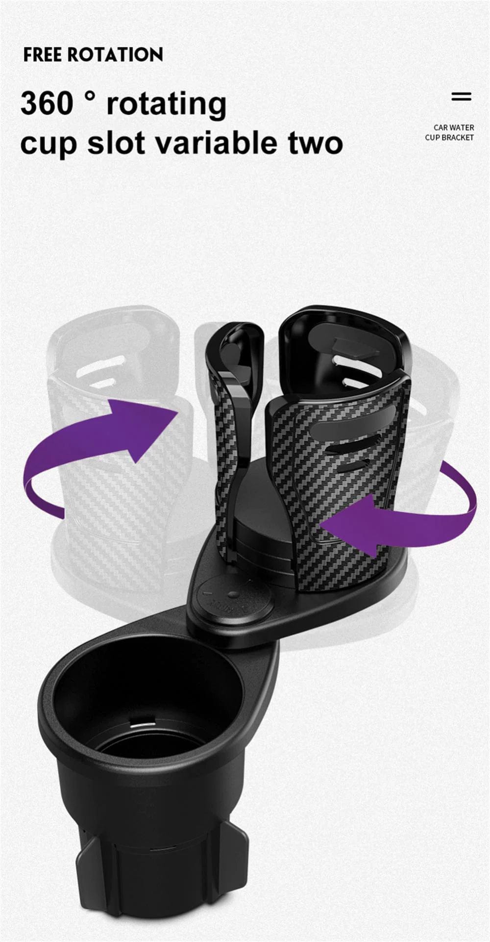 2 in 1 Multifunctional Car Drink Cup Glass Holder - 360° Rotatable Multifunctional Car Cup Holder