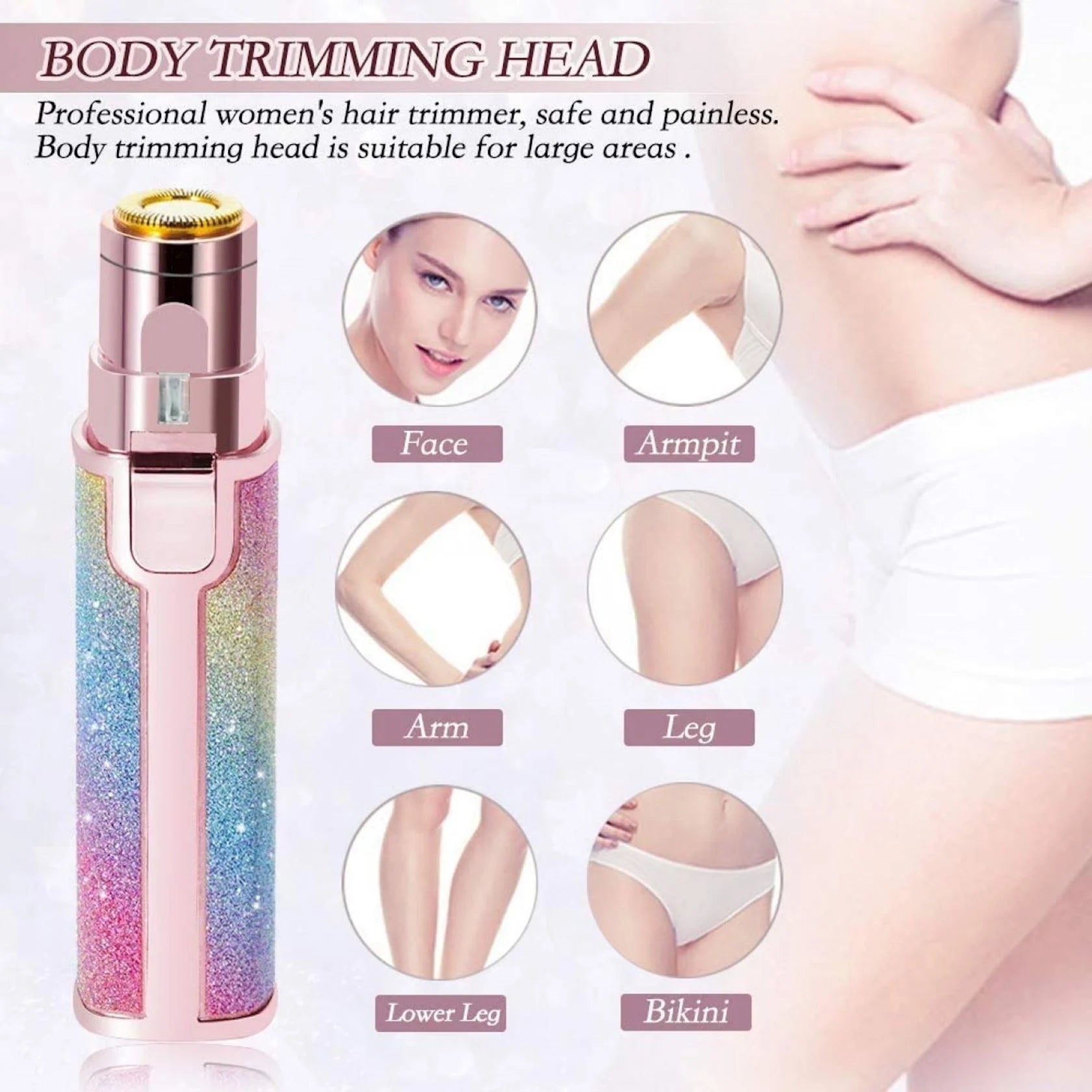 2 in 1 Painless Hair Remover | Hair Removal Facial Eyebrow Trimmer Upper Lip Razor Machine - 2 in 1 Painless Hair Remover