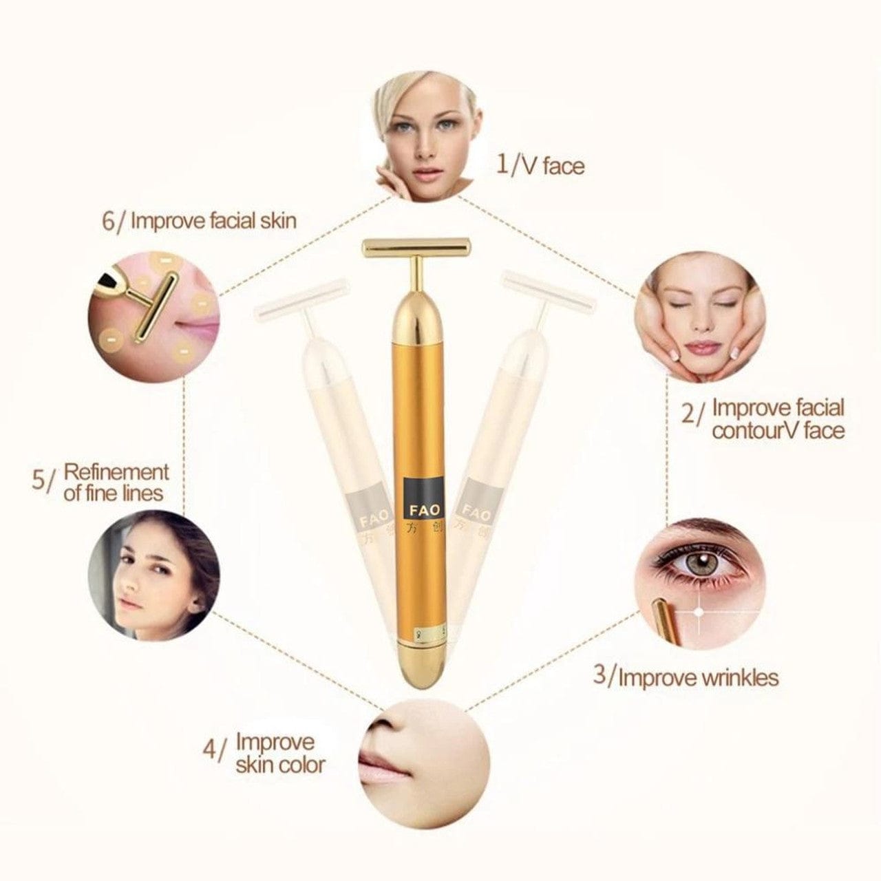 24k Gold Face Massager Roller For Skin Massage Tool 24k Gold Face Massager