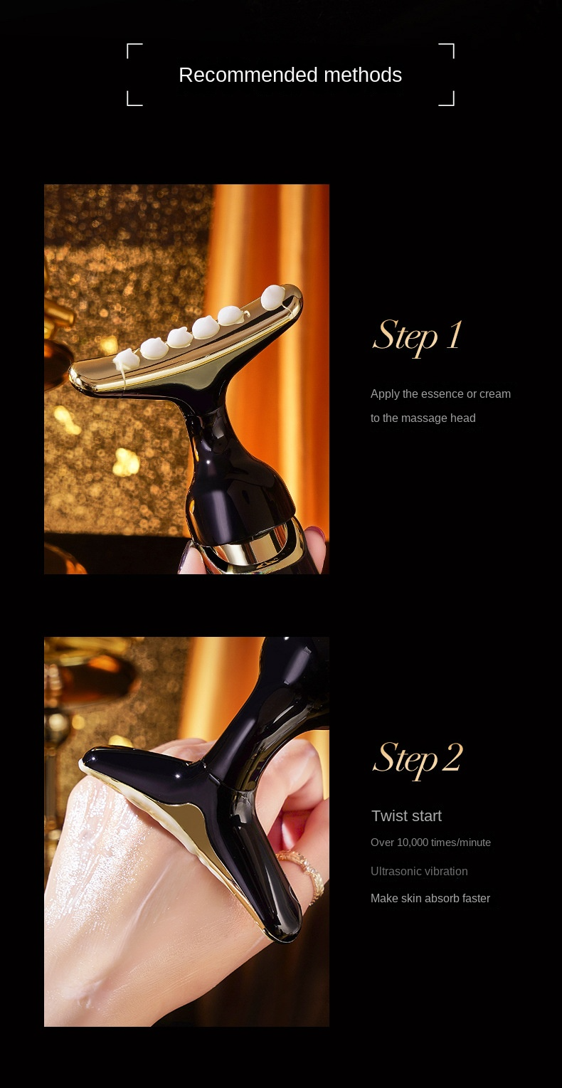 3 in 1 Face and Neck Massager | Lift Face Double Chin Removal Facial Machine Wrinkle Removal - Black - 3 in 1 Face and Neck Massager