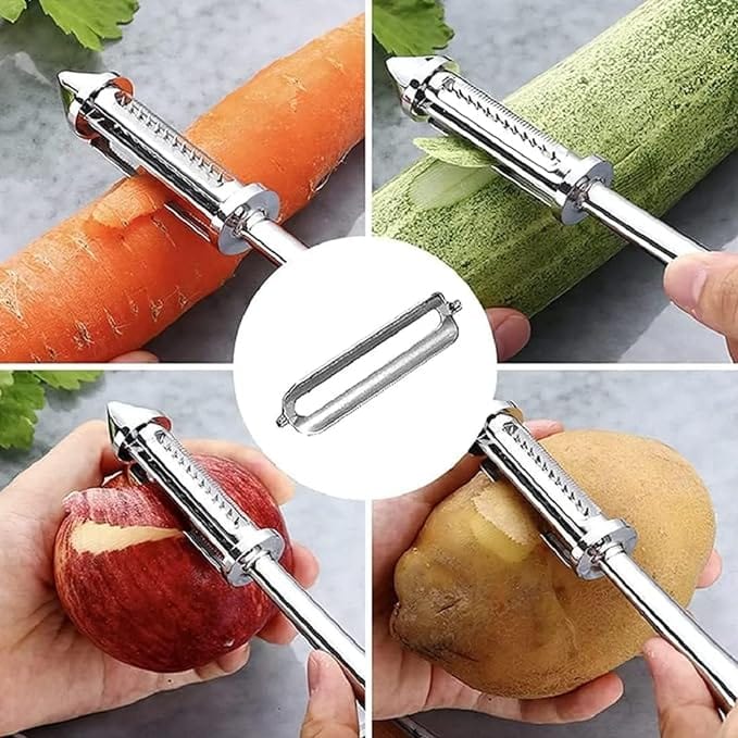 3 In 1 Multifunctional Veggie Peeler | Potato Peeler Vegetable Knife Slicer Fruit Peeler Kitchen 3 in 1 Knife 3 in 1 Stainless steel Multifunctional Veggie Peeler (Pack of 2)