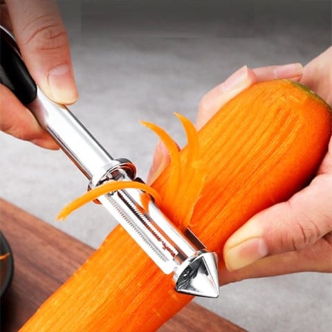 3 In 1 Multifunctional Veggie Peeler | Potato Peeler Vegetable Knife Slicer Fruit Peeler Kitchen 3 in 1 Knife 3 in 1 Stainless steel Multifunctional Veggie Peeler (Pack of 2)