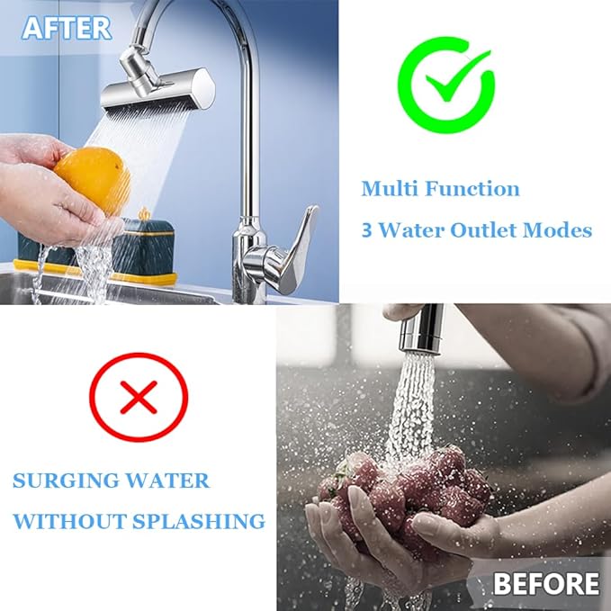 3-in-1 Waterfall Kitchen Faucet Extender | Kitchen Sink Tap Faucets Waterfall Extender For Kitchen Sink Kitchen Faucet 3-in-1 Waterfall Kitchen Faucet Extender