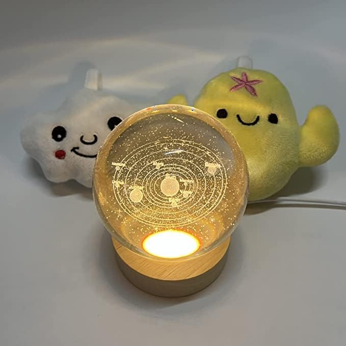 3d Crystal Lamp Ball | Night Lamp Moon Light For Bedroom Crystal Ball Study Table Lamp Lamp 3d Crystal Lamp Ball