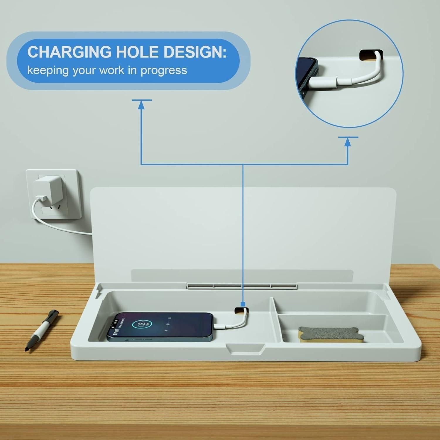 4-in-1 Storage Desk Board | White Board Writing Smart Magnetic Desk With Stand - 4-in-1 Storage Desk Board