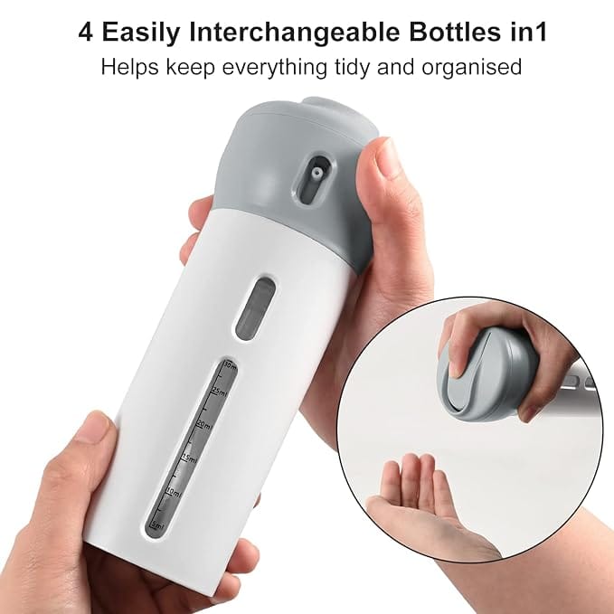 4-in-1 Travel Dispenser | Soap Dispenser Hand Wash Pump Bottle Travel Dispensers 4-in-1 Travel Dispenser