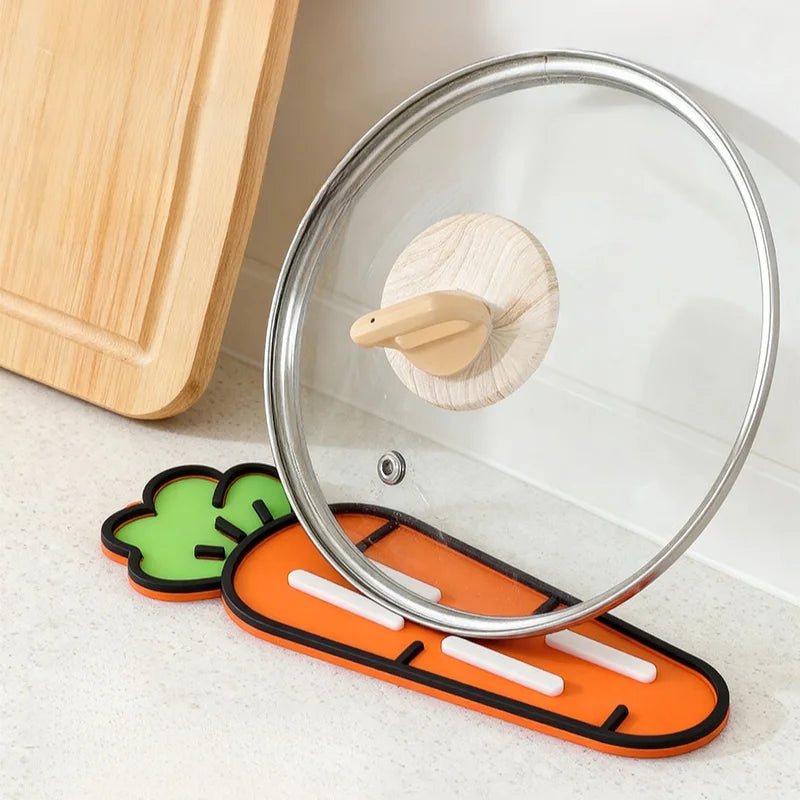 Cute Carrot Pot Lid & Sponge Holder Mat (Set of 2) | Kitchen Items Tools Utensils Stand Pot Holder Kitchen Tools Cute Carrot Pot Lid & Sponge Holder Mat (Set of 2)