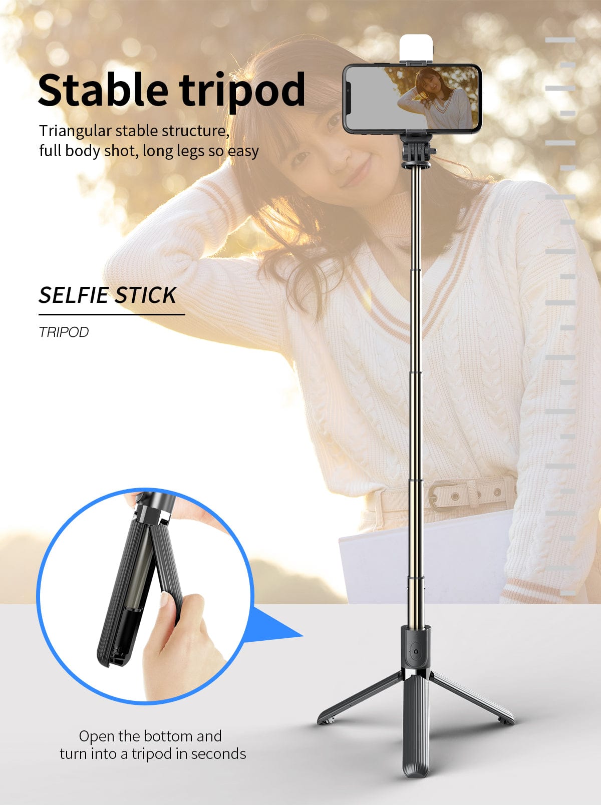 6 IN 1 WIRELESS BLUETOOTH SELFIE STICK 6 IN 1 WIRELESS BLUETOOTH SELFIE STICK