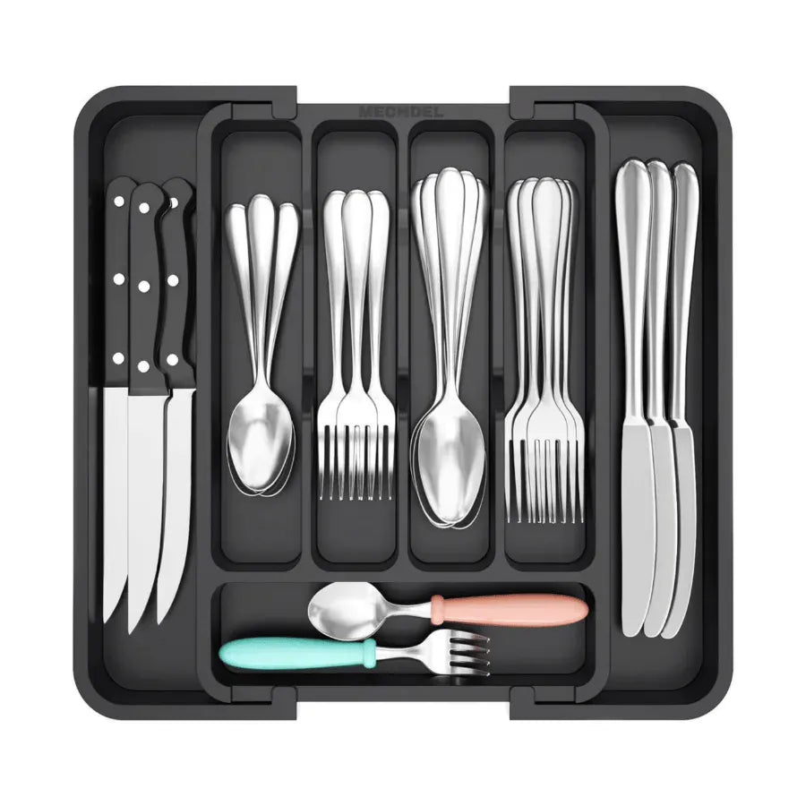 Expandable Drawer Organiser Tray | Drawer Organizer Kitchen Plastic Tray Storage For Utensils Kitchen Organizers Black Expandable Drawer Organiser Tray