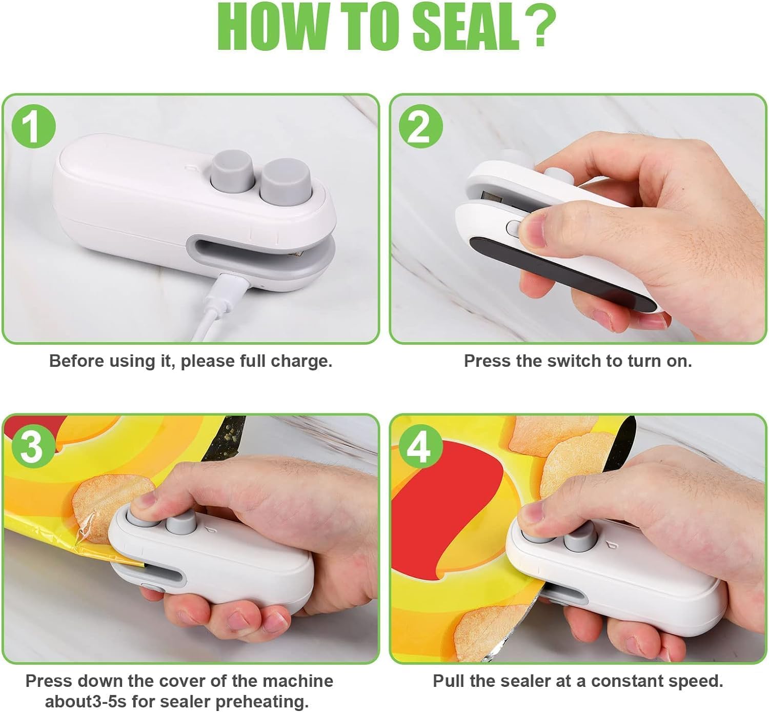 Portable 2 in 1 USB Rechargeable Magnetic Sealer