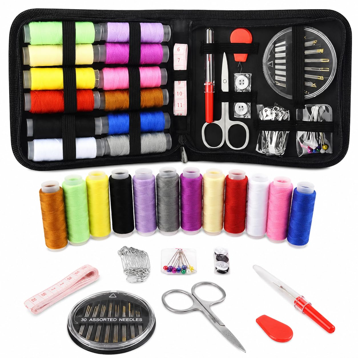 72 Pieces All-in-One Sewing Kit | Sewing Kit Needle Threader Fabric Scissors Tools String 72 Pieces All-in-One Sewing Kit