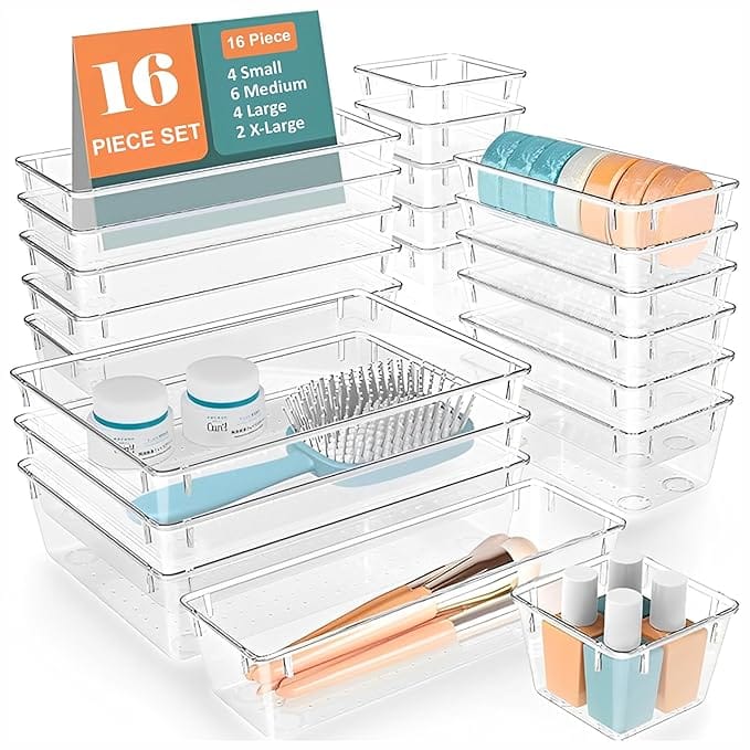 Transparent Drawer Organizer Tray | Drawer Organizer Plastic Tray Home Organizers Tray For Cosmetics Transparent Drawer Organizer Tray
