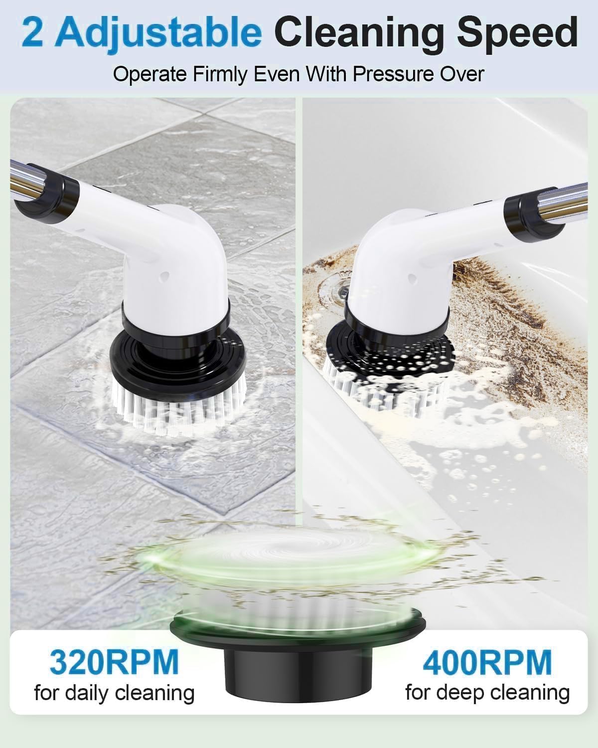 9-in-1 Electric Spin Scrubber | Floor Cleaning Mop Cleaner Bathroom Brush Maintenance - 9-in-1 Electric Spin Scrubber