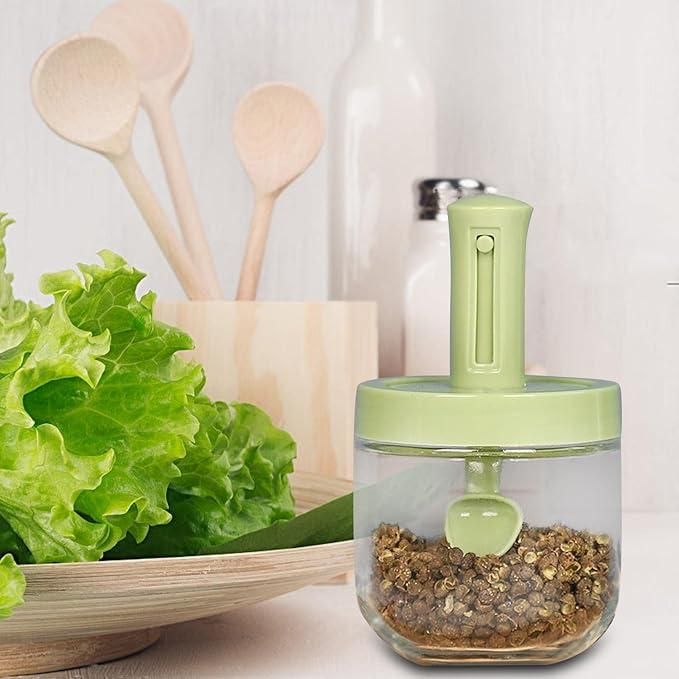 Air Tight Jar with Stand Spoon | Airtight Plastic Container Storage Box Glass Jar With Lid Kitchen - Air Tight Jar with Stand Spoon