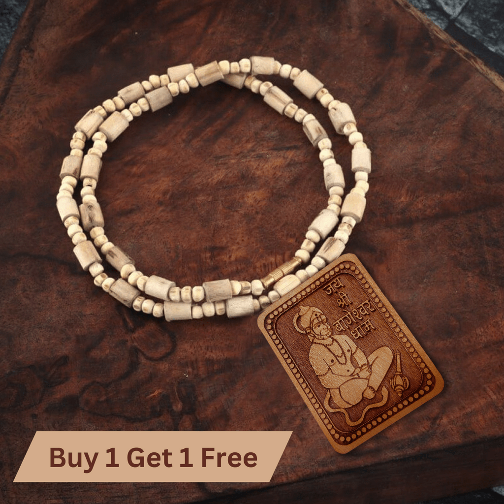 Bageshwar Dham Rudraksha Tulsi Kanthi Mala Hanuman Locket (Buy 1 Get 1 Free) Bageshwar Hanuman Mala (Buy 1 Get 1 Free)