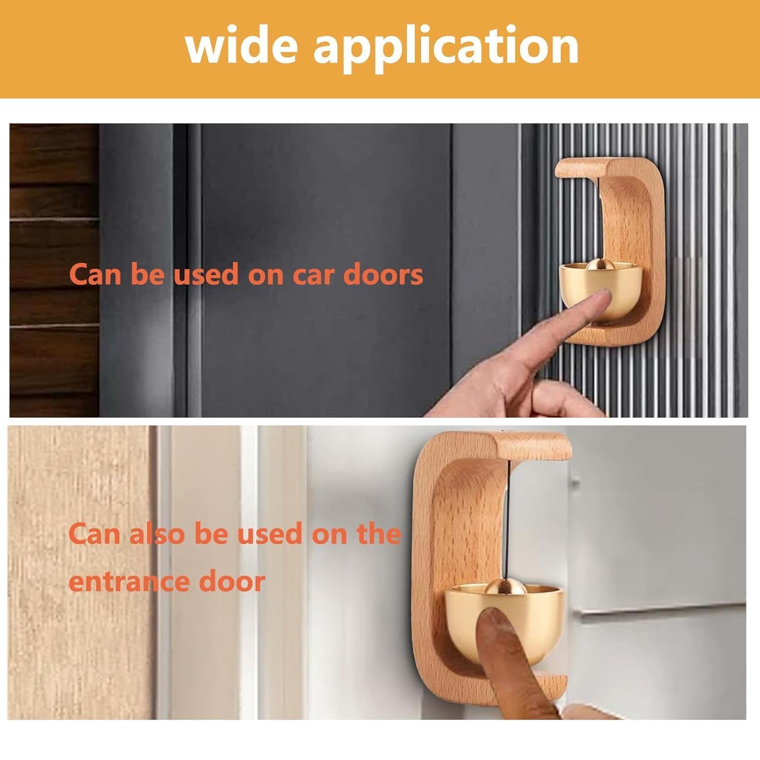 Beech Wooden Door Chime with Brass Bell | Door Bell Wooden Front Bells For Home Chime Doorbell - Beech Wooden Door Chime with Brass Bell