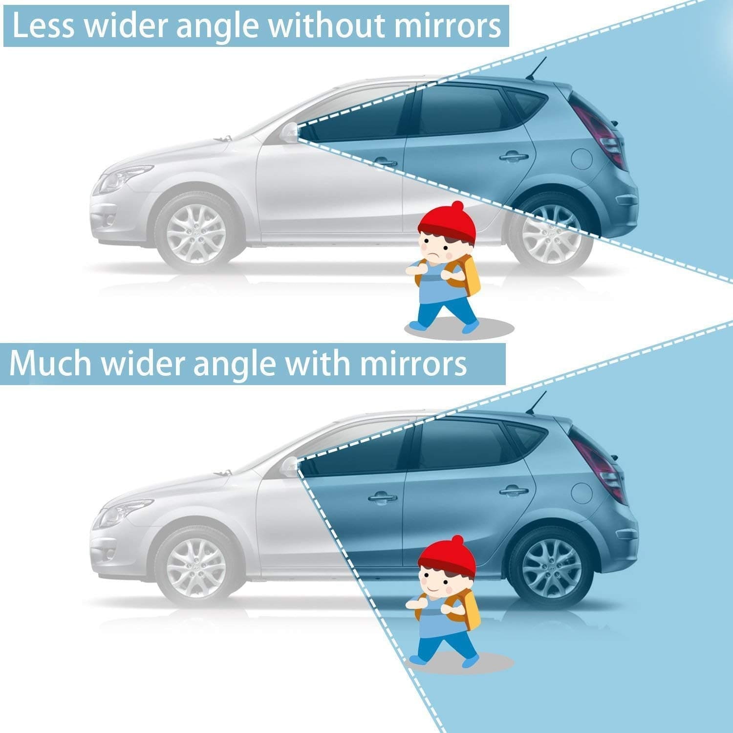 Blind Spot Mirror For Car Curved Round Large Car Mirror Accessories Automobiles Blind Spot Mirror for Car (Pack of 2)