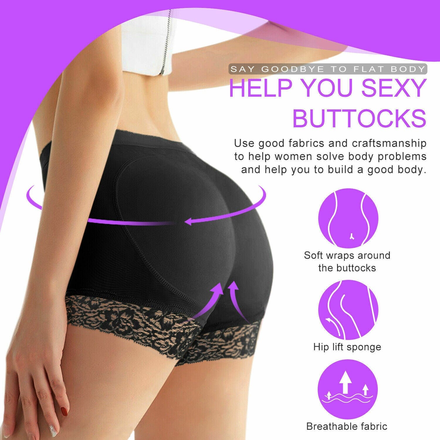 Body Shaper Women's Underwear Panties For Women Butt Shaper - Padded Body Shaper Butt Lifter Panty Bra and Shape Padded Body Shaper Butt Lifter Panty