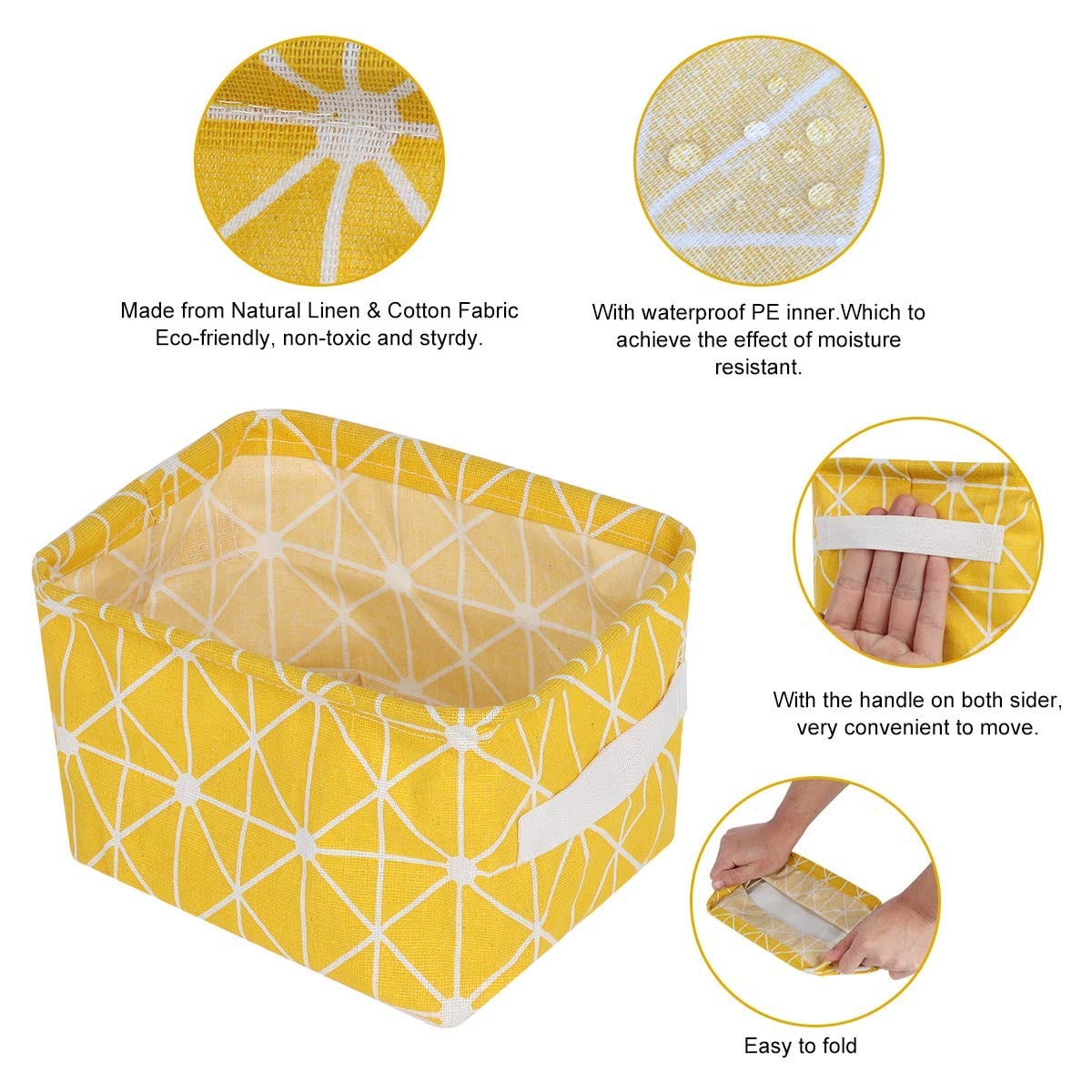 Canvas Foldable Storage Basket (Set of 4) | Plastic Basket Storage Box Cloth Organizer Wire Woven Baskets Canvas Foldable Storage Basket (Set of 4)