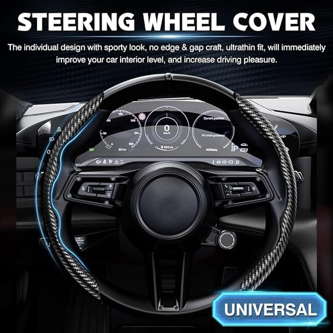 Car Accessories Fiber Steering Cover - Car Steering Wheel Cover (2 Side Set) BLACK Car Steering Wheel Cover (2 Side Set)