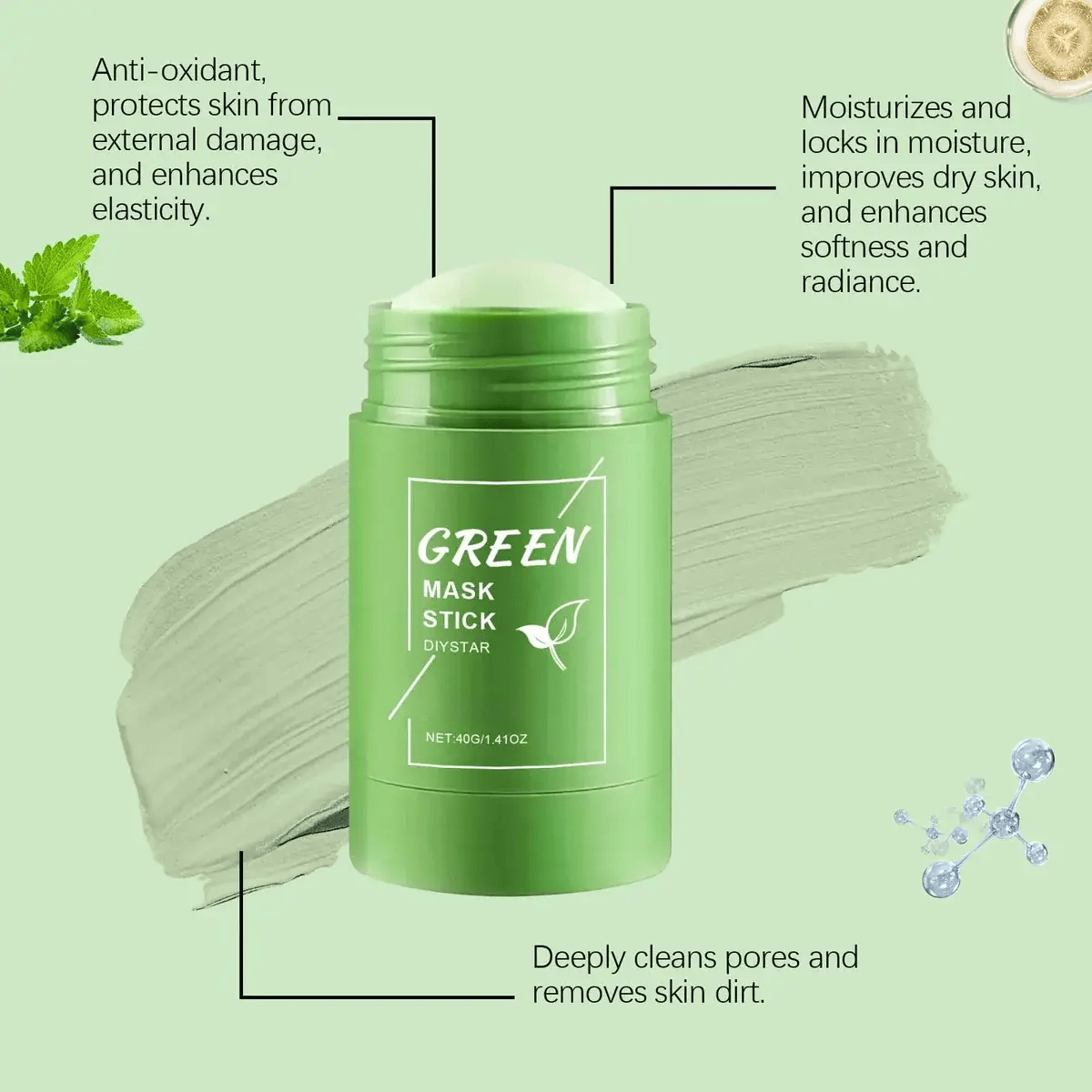 ClayStickzy | Face Pack For Glowing Skin Green Tea Skin Brightening Facial Pack Skin Care Masks & Peels ClayStickzy Green Tea Mask Stick (Set of 2)