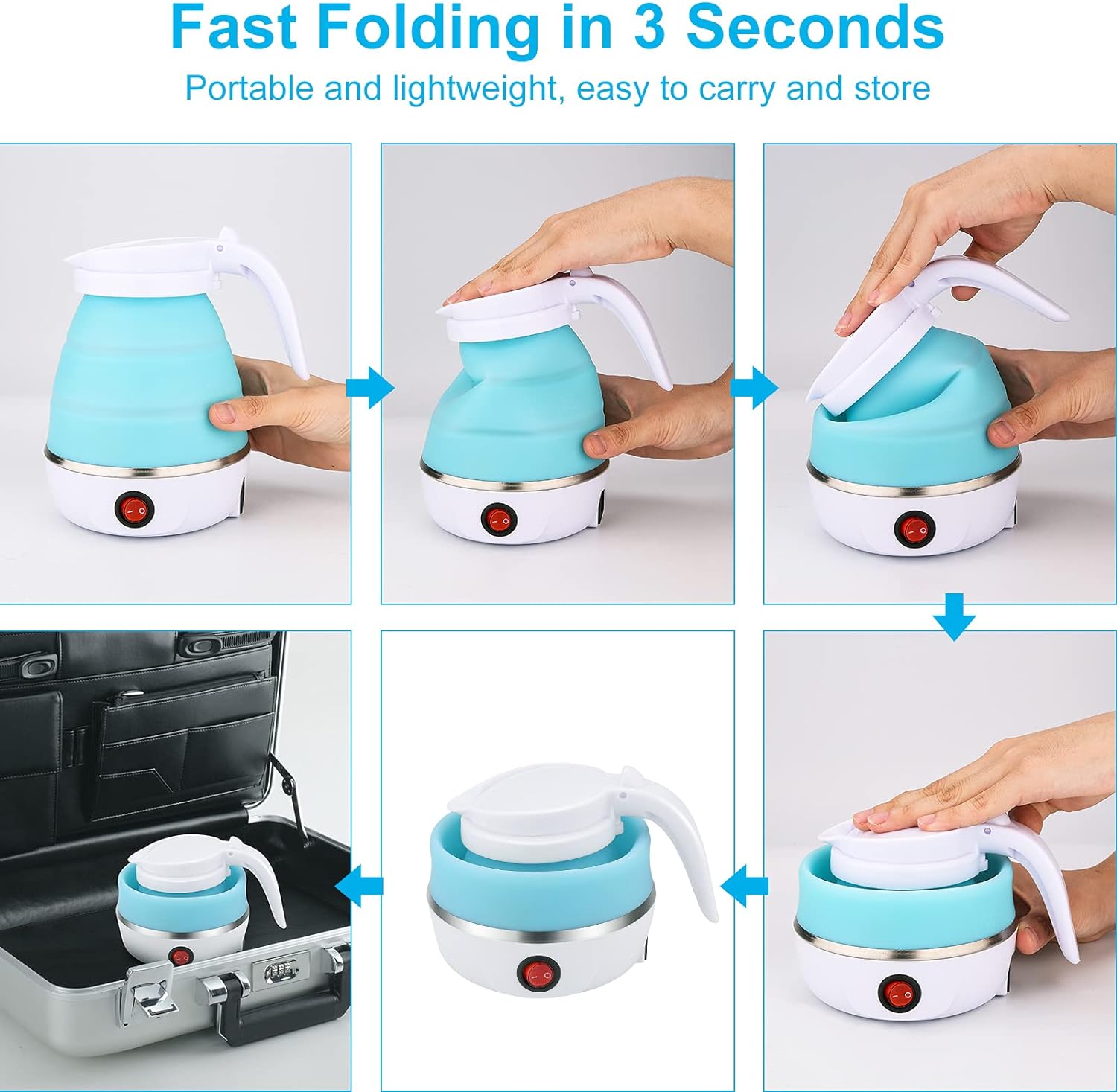 Collapsible Electric Kettle Foldable Water Boiler Travel Collapsible Electric Kettle