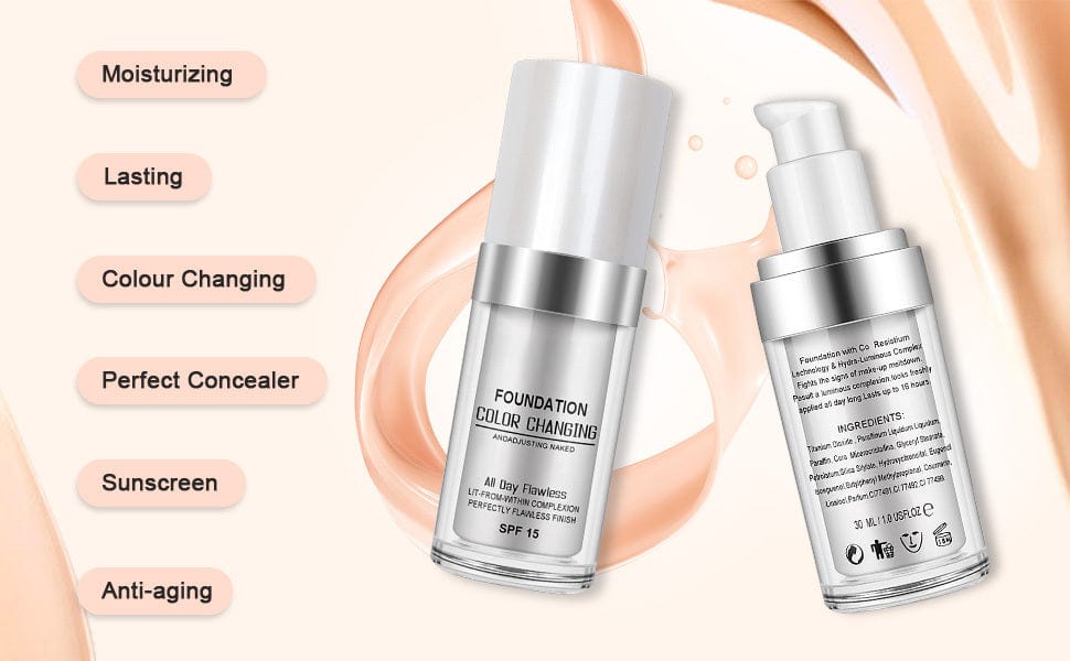 Color Changing Foundation | Foundation Makeup For Dry Skin Color Changing Foundation For Oily Skin Color Changing Foundation
