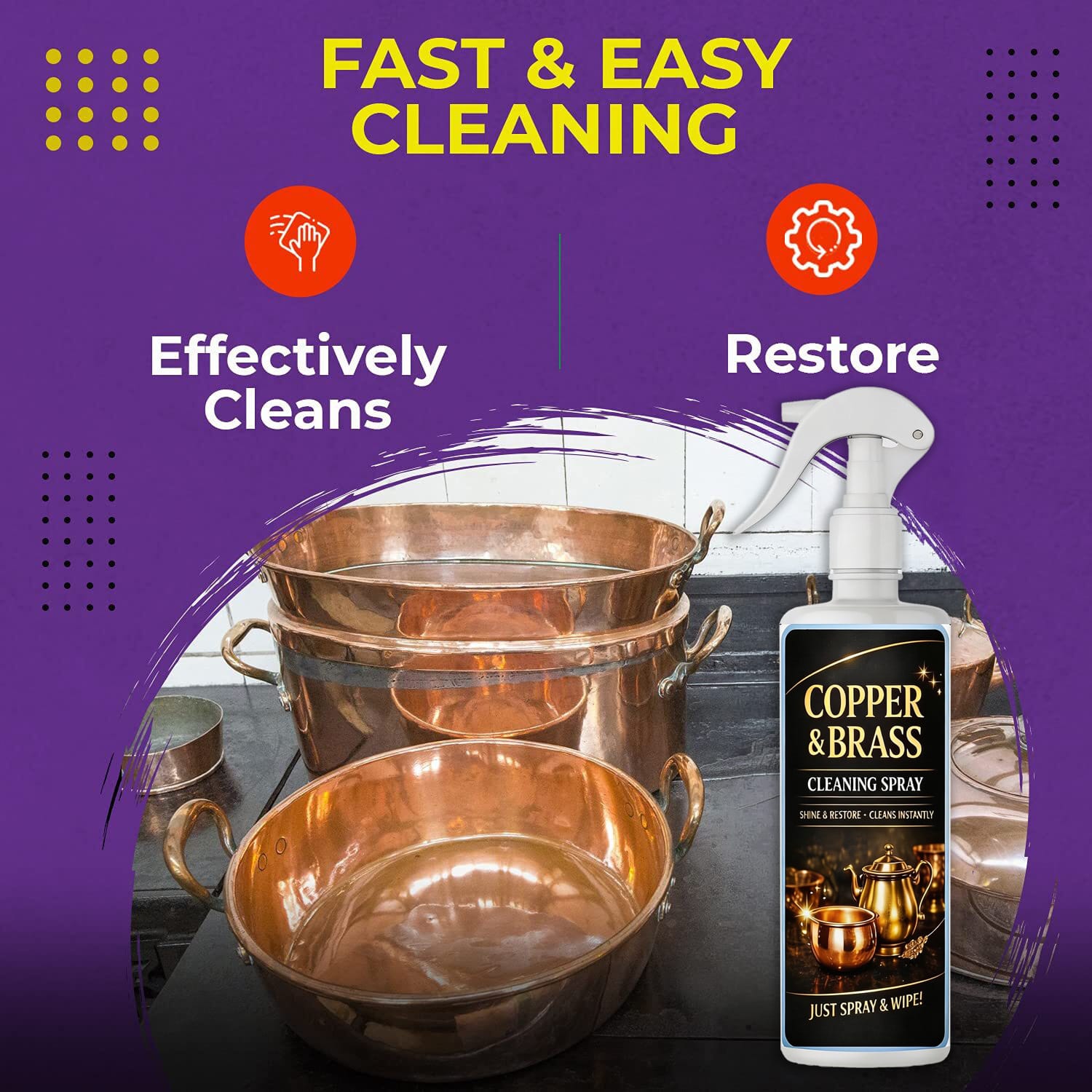 Copper & Brass Cleaning Spray (Set of 2) | Cleaner For Home Brass Cleaning Polish Spray Metal Clean Surface Copper & Brass Cleaning Spray (Set of 2)