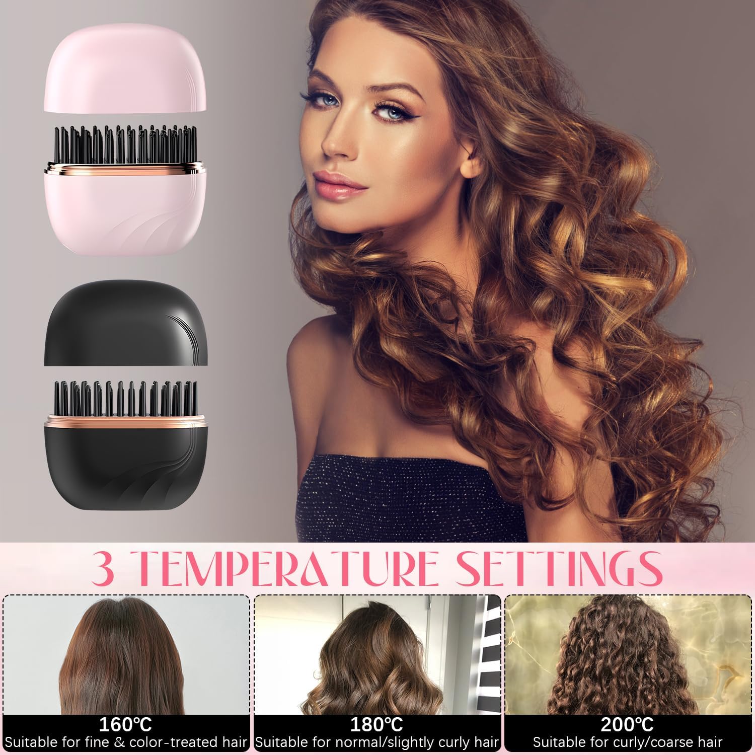 Cordless Mini Hair Straightening Brush | Hair Straightener Brush Mini Wireless Cordless Portable Comb Cordless Mini Hair Straightening Brush