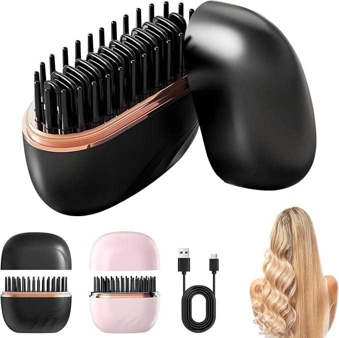 Cordless Mini Hair Straightening Brush | Hair Straightener Brush Mini Wireless Cordless Portable Comb Cordless Mini Hair Straightening Brush