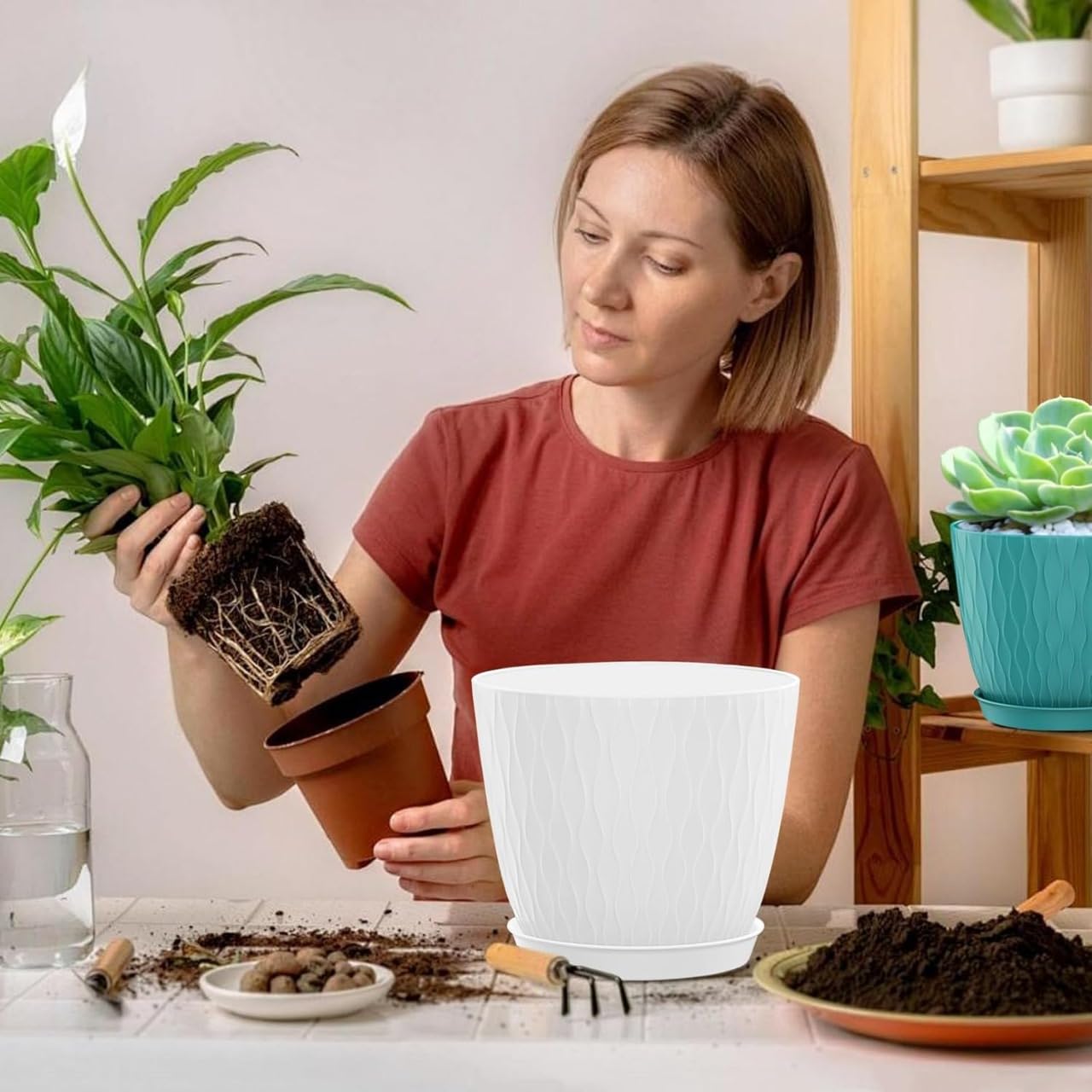 Decorative Flower Pots | Indoor Home Plants Flower Pots Plastic Unbreakable Flowers Pot Decorative Flower Pots