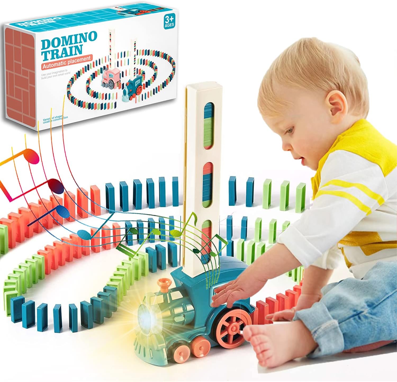 Domino Blocks Toy Train Automatic Stacking Game Set- Dominoe Blocks Toy Train Automatic Stacking Game Set - Domino Blocks Toy Train Automatic Stacking Game Set (Pack of 60 Blocks)