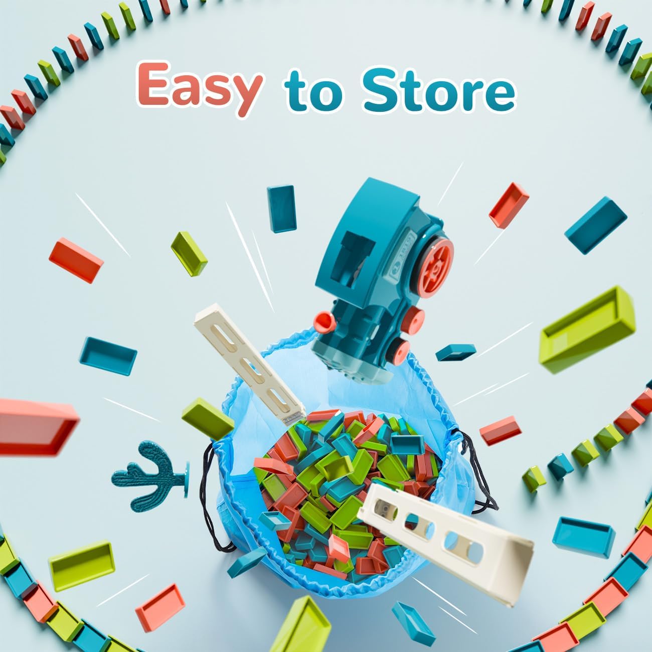 Domino Blocks Toy Train Automatic Stacking Game Set- Dominoe Blocks Toy Train Automatic Stacking Game Set - Domino Blocks Toy Train Automatic Stacking Game Set (Pack of 60 Blocks)