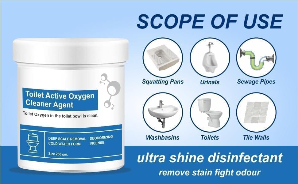 Drainage Cleaner Toilet Bathroom Drain Cleaner Powder Product - Toilet Cleaner Powder (Pack of 2) Toilet Active Oxygen Cleaner Agent (Pack of 2)