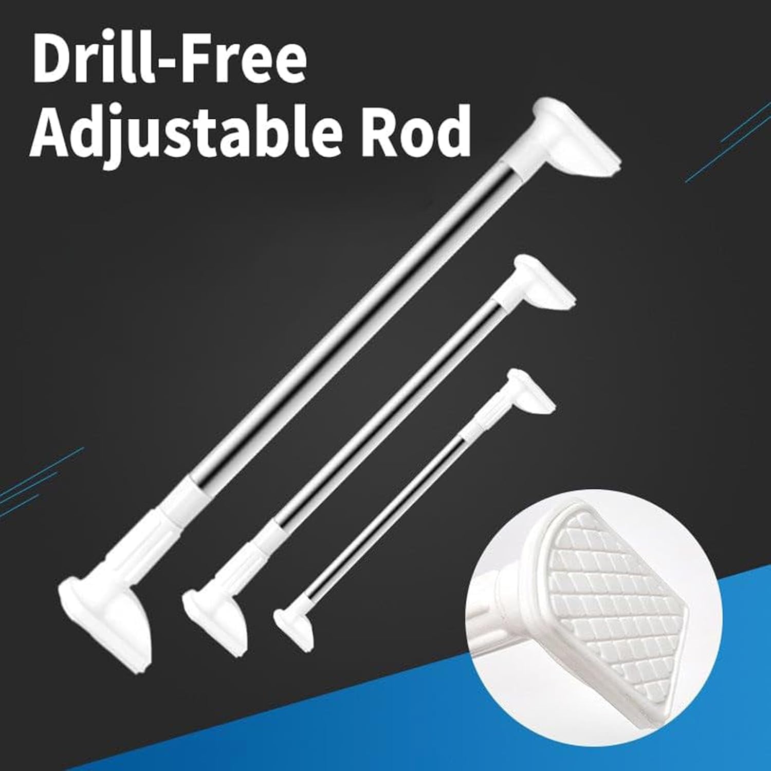 Drill-free Adjustable Rod | Curtain Rod Adjustable Extendable Door Curtains Window Rods - Drill-free Adjustable Rod