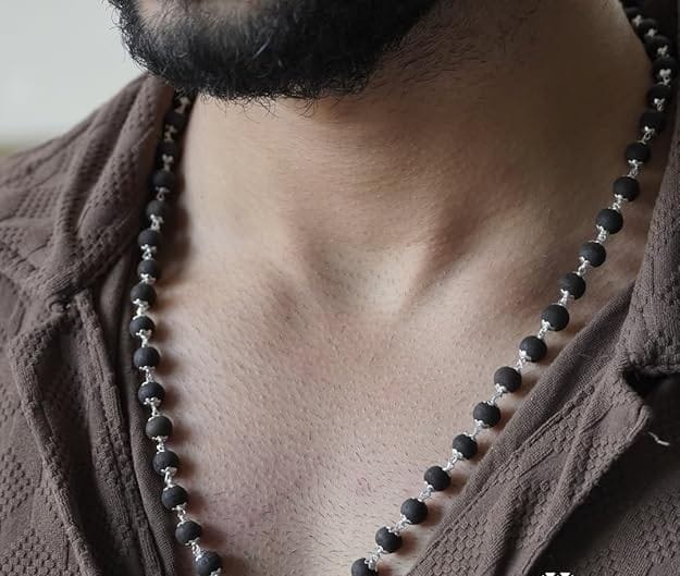 Ebony Wood Karungali Malai | Silver Pendant Plated Rudraksha Mala Jewellery Ebony Wood Karungali Malai