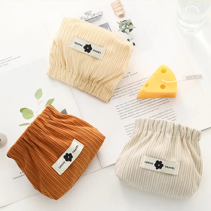Elastic Corduroy Storage Bag | Cloth Handbag Makeup Pouch Hand Bag Purse For Ladies Elastic Corduroy Storage Bag