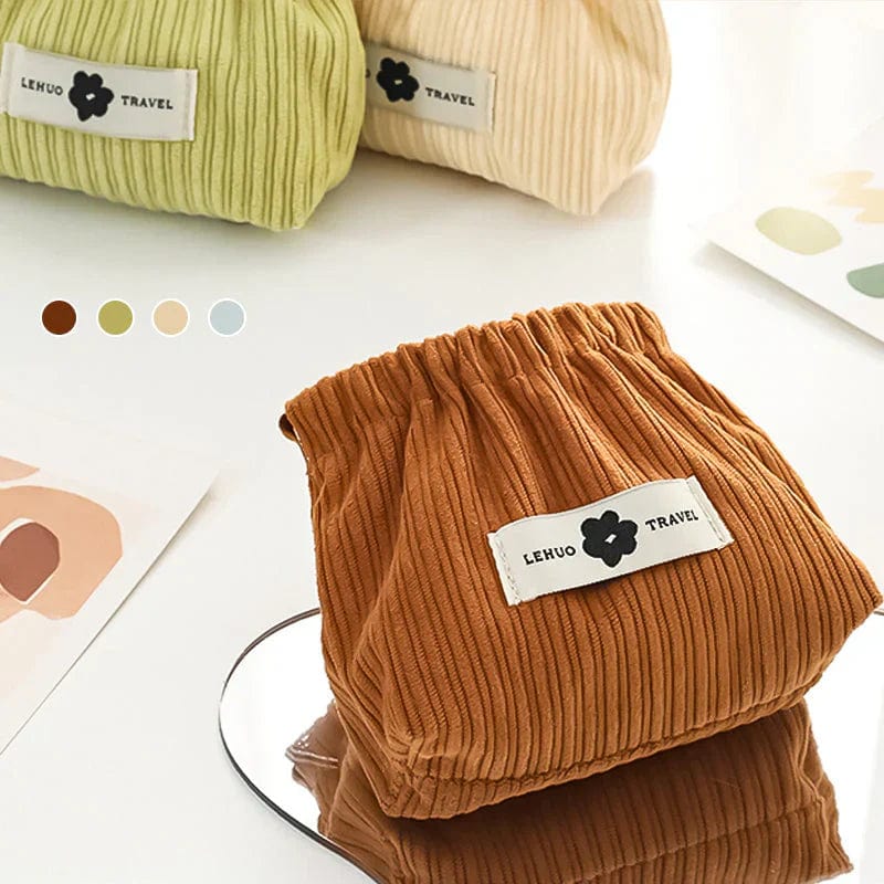Elastic Corduroy Storage Bag | Cloth Handbag Makeup Pouch Hand Bag Purse For Ladies Elastic Corduroy Storage Bag