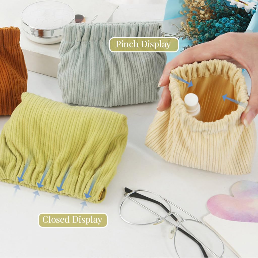 Elastic Corduroy Storage Bag | Cloth Handbag Makeup Pouch Hand Bag Purse For Ladies Elastic Corduroy Storage Bag