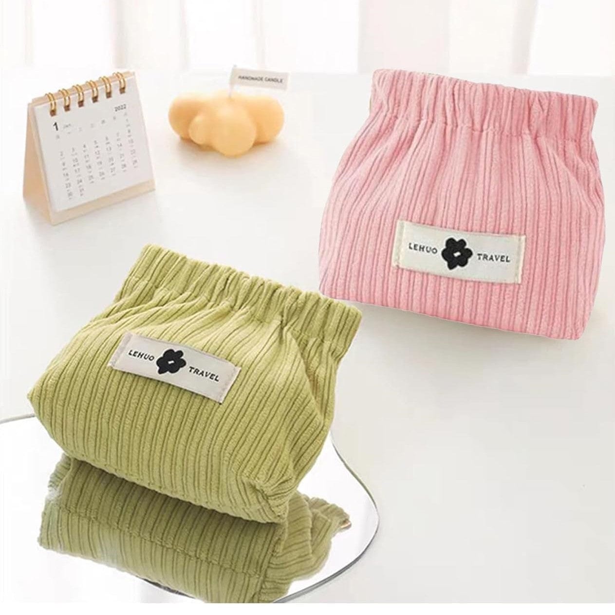 Elastic Corduroy Storage Bag | Cloth Handbag Makeup Pouch Hand Bag Purse For Ladies Elastic Corduroy Storage Bag