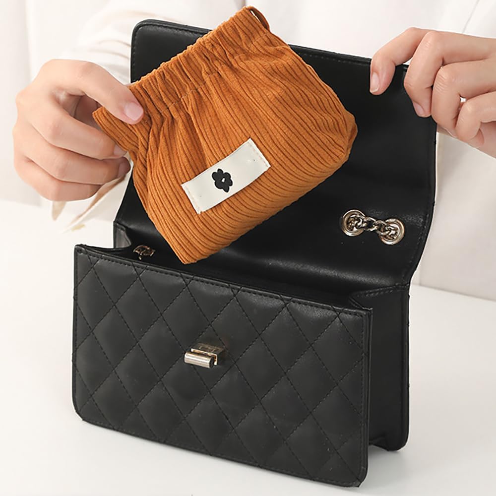 Elastic Corduroy Storage Bag | Cloth Handbag Makeup Pouch Hand Bag Purse For Ladies Elastic Corduroy Storage Bag