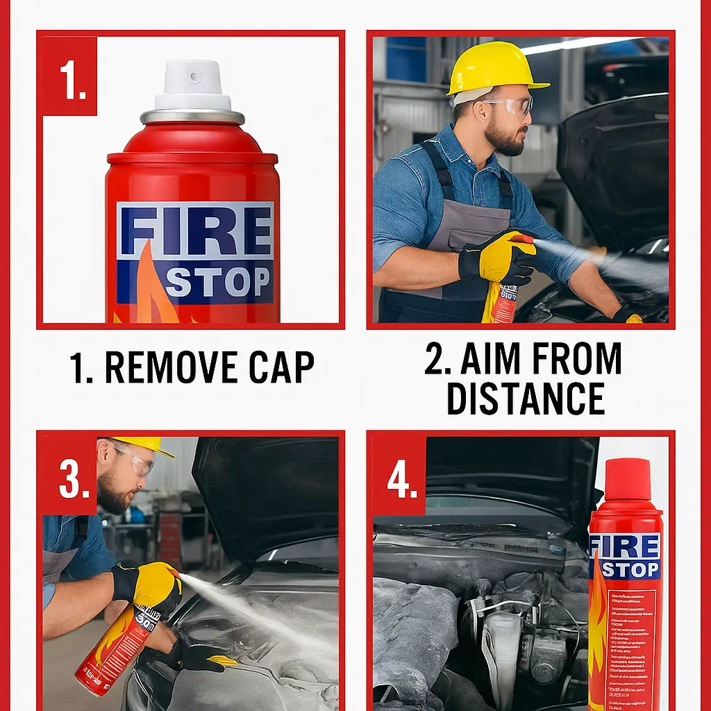 Fire Stop Car & Home Fire Extinguisher | Fire Extinguisher Smoke Detector Safety Car Fire Extinguisher - Pack of 1 - Car & Home Fire Extinguisher