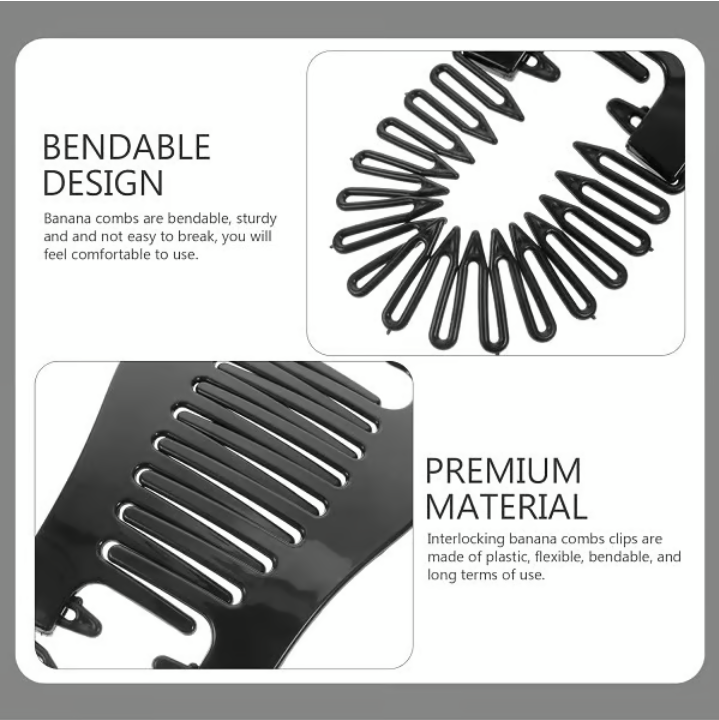 Flexible Interlocking Banana Clips (Pack of 2) | Banana Clips Hair Comb Different Hairstyles Clature Flexible Clips Set - Flexible Interlocking Banana Clips (Pack of 2)