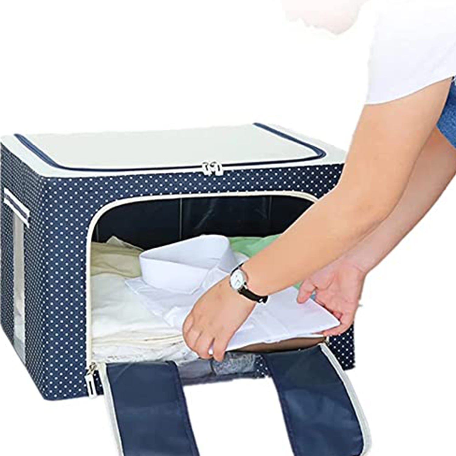 Foldable Steel Frame Clothes Organizer Bag | Storing Clothes Boxes Wardrobe Organiser Home Improvement Foldable Steel Frame Clothes Organizer Bag