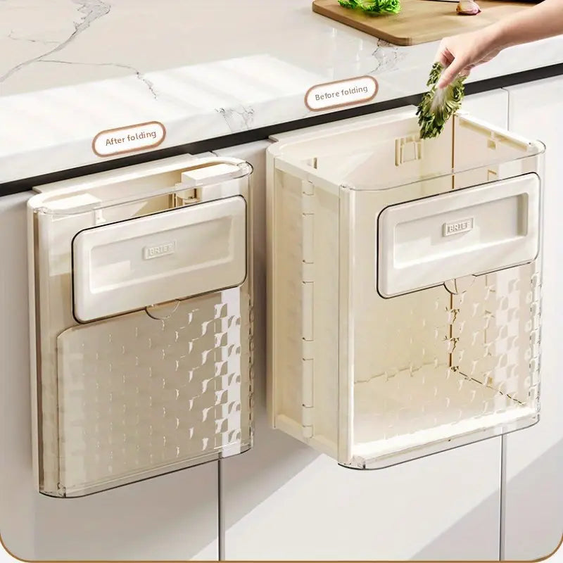 Foldable Wall Mounted Trash Can | Trash Can Bin For Kitchen And Bathroom Hanging Dustbins - Kitchenware - Foldable Wall Mounted Trash Can