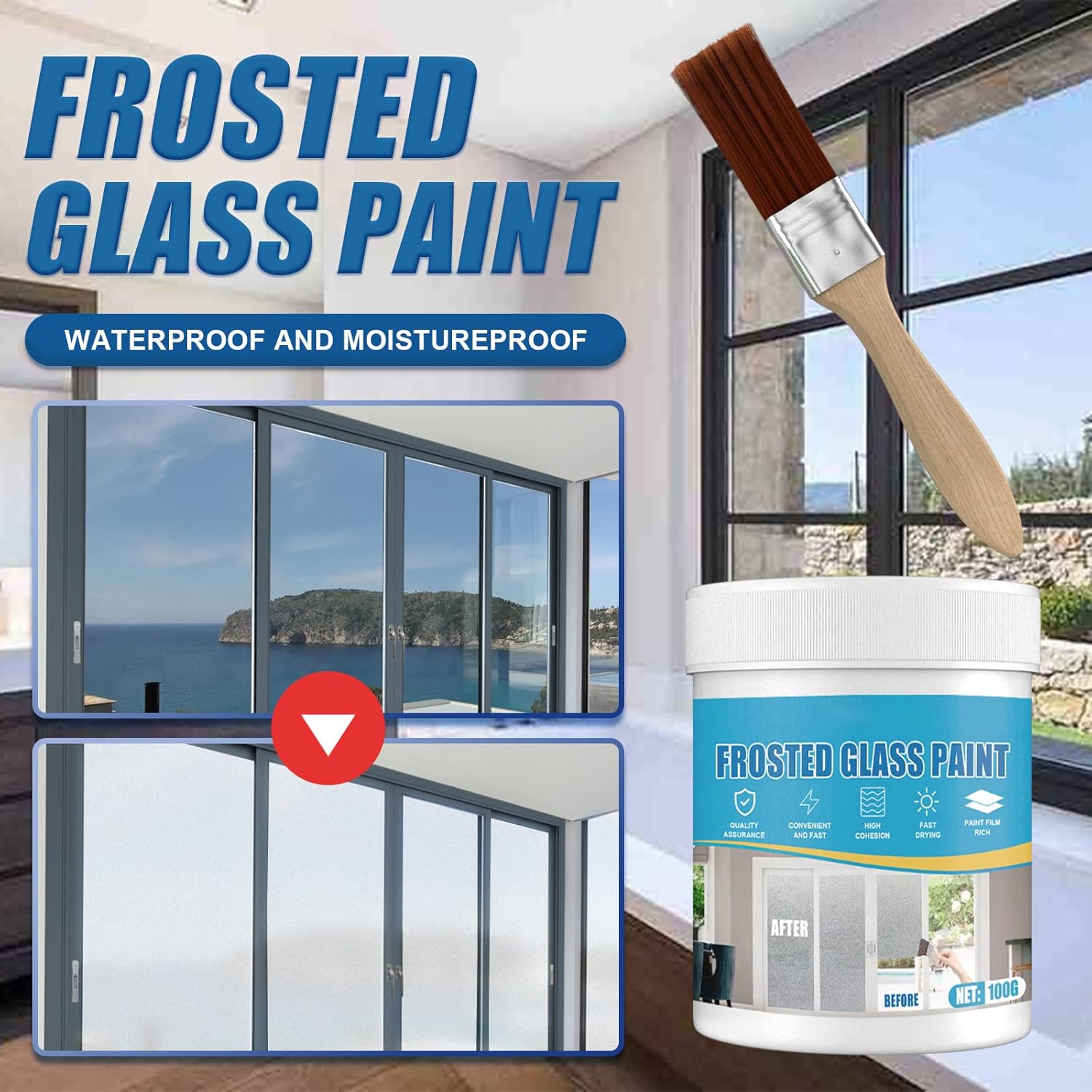 Frosted Glass Paint (Pack of 2) | Frosted Glass Door Sliding Window Paint Color Frosting Glass Window - Frosted Glass Paint (Buy 1 Get 1 Free)