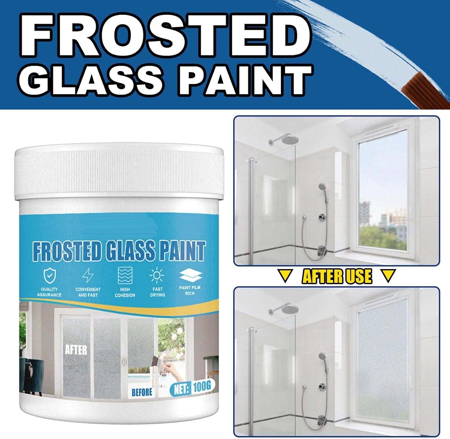 Frosted Glass Paint (Pack of 2) | Frosted Glass Door Sliding Window Paint Color Frosting Glass Window - Frosted Glass Paint (Buy 1 Get 1 Free)