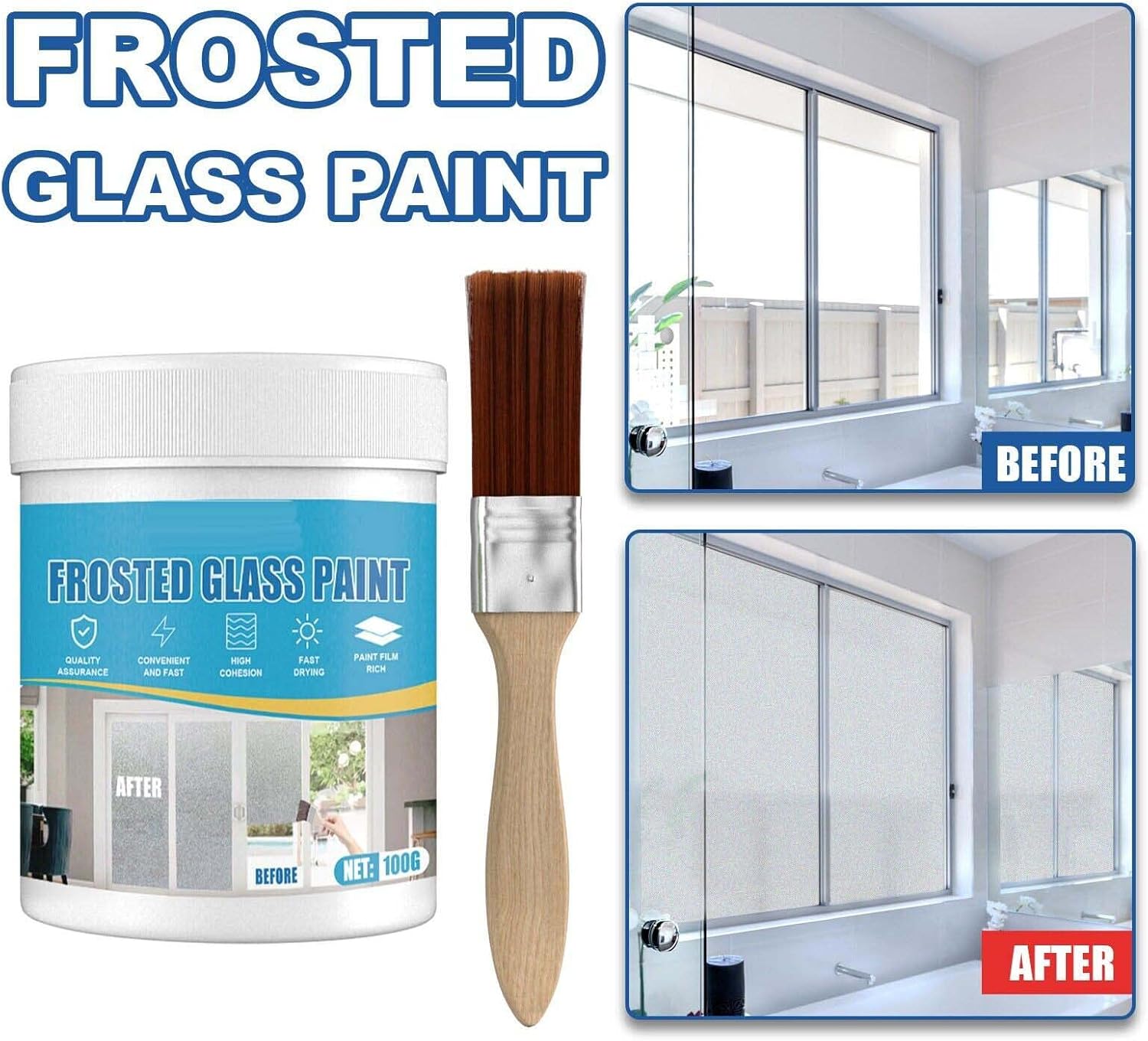 Frosted Glass Paint (Pack of 2) | Frosted Glass Door Sliding Window Paint Color Frosting Glass Window - Frosted Glass Paint (Buy 1 Get 1 Free)