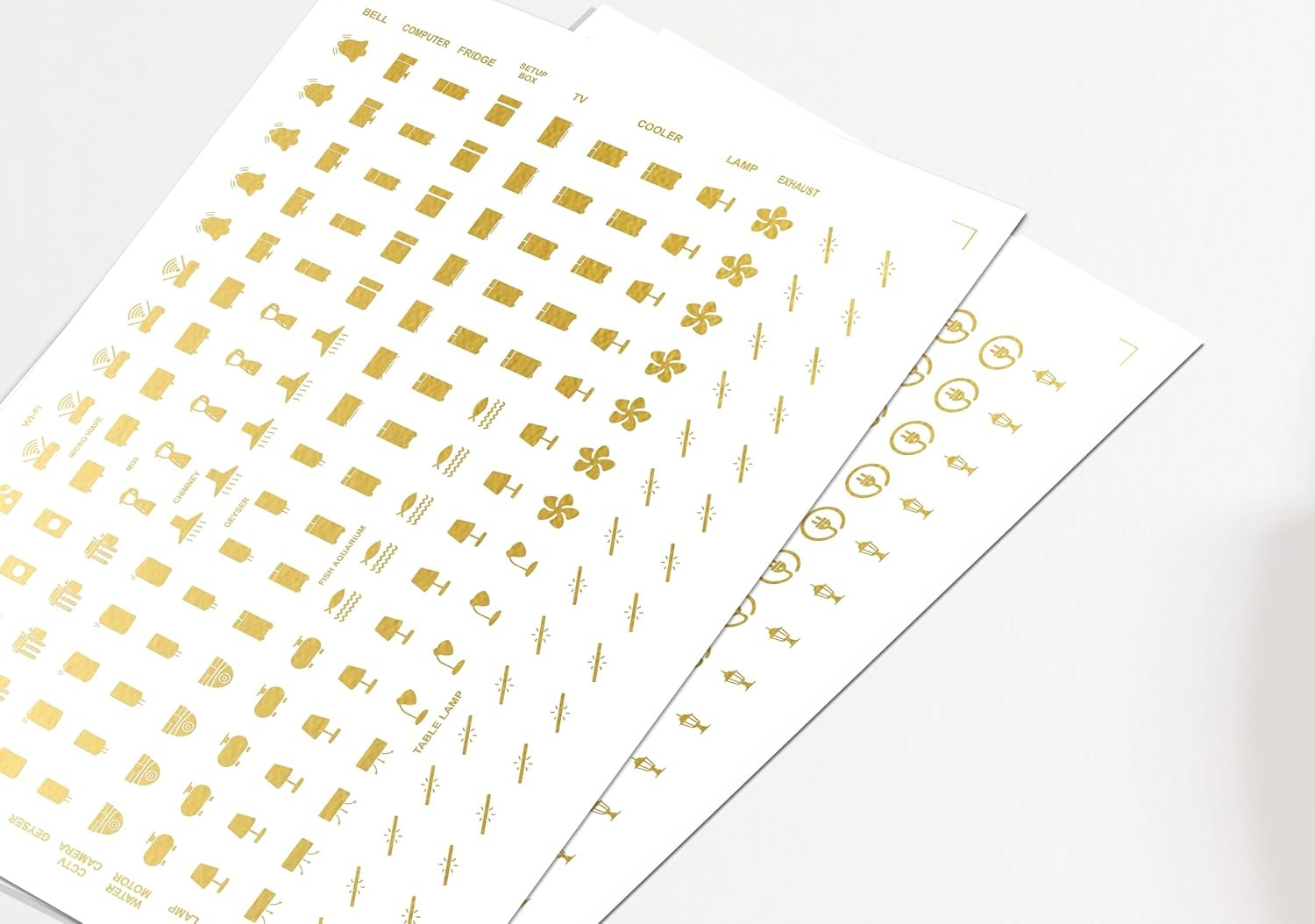 Gold Switch Stickers | Gold Labels Sticker Size Customized Stickers Sheet Home Sticker - 1 Set (56Pieces) -599Rs - Gold Switch Stickers